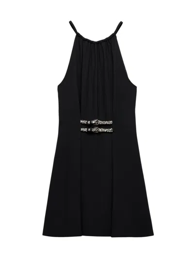 Prada Women's Embroidered Sable Mini-dress In Black