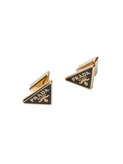 Prada Women's Enameled Metal Earrings In Gold