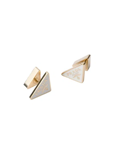 Prada Women's Enameled Metal Earrings In Gold