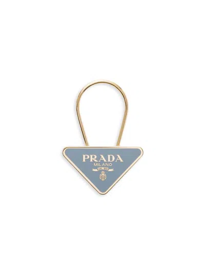 Prada Women's Enameled Metal Key Ring In Blue