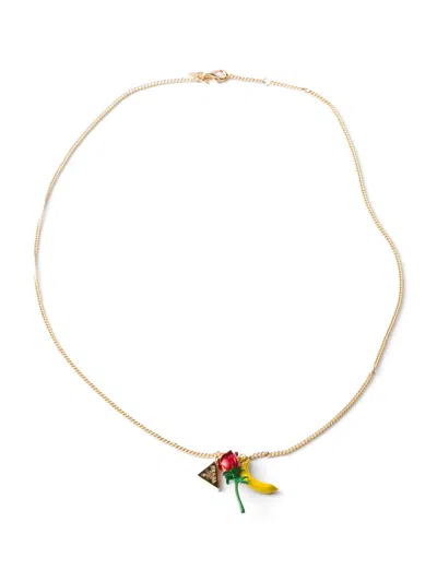 Prada Women's Enameled Metal Necklace In Gold
