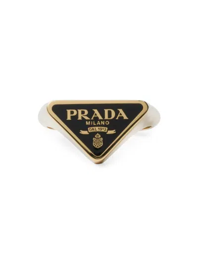 Prada Women's Enameled Metal Ring In Gold