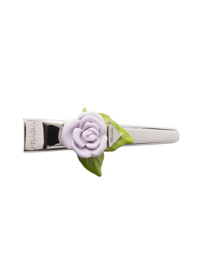 Prada Women's Enamelled Metal Hair Clip In Purple