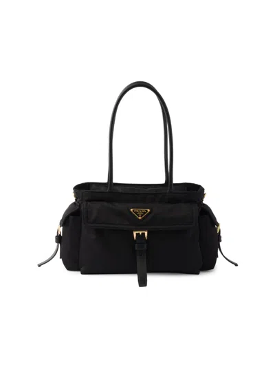 Prada Womens Black Explore Medium Re-nylon And Leather Tote Bag