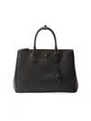 Prada Extra-large  Galleria Studded Leather Bag In Black