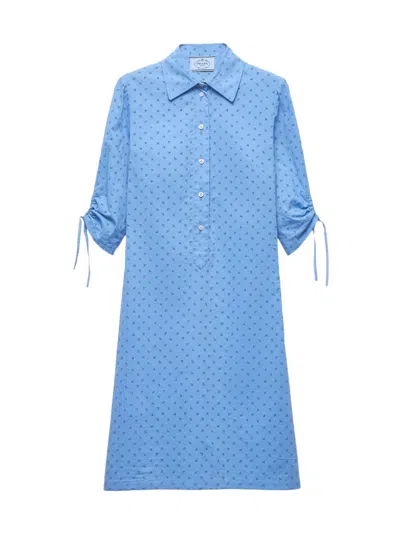 Prada Women's Eyelet Lace Dress In Blue