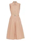 Prada Faille Midi-dress In Pink