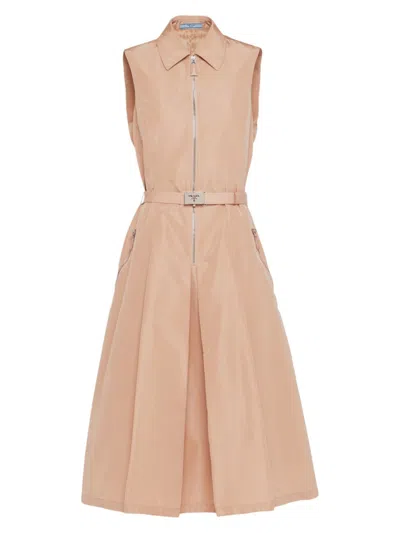 Prada Faille Midi-dress In Pink