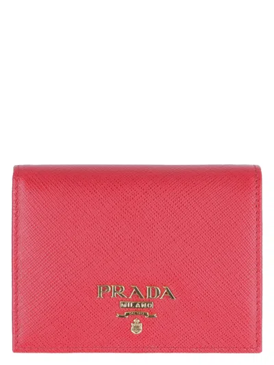 Prada Women's Fiery Saffiano Leather Small Wallet