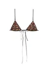 Prada Floral Print Georgette Bra In Brown