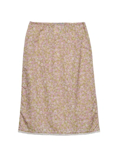Prada Floral-print Re-nylon Midi-skirt In Multi