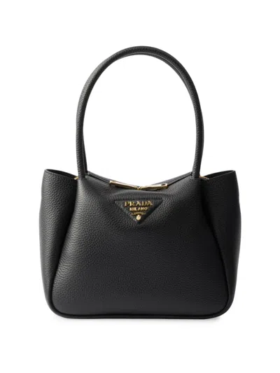 Prada Women's Flou Small Leather Shoulder Bag In Black