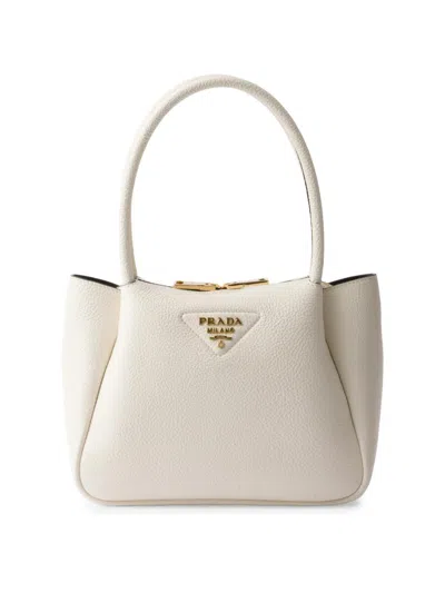 Prada Women's Flou Small Leather Shoulder Bag In White
