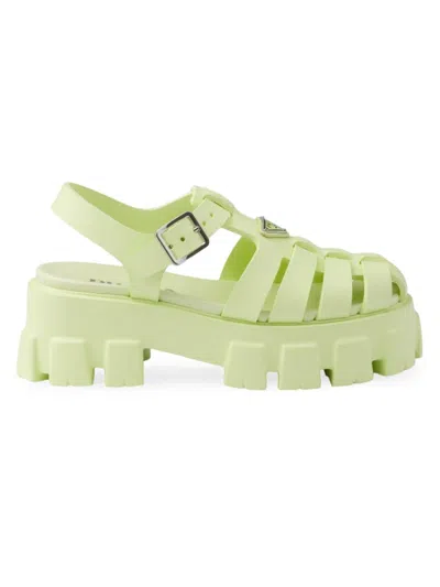 Prada Rubber Chunky Sandals In Green