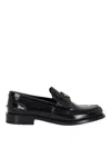 Prada Brushed Leather Loafers With Leather Band In Black