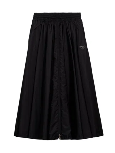 Prada Women's Full Light Re-nylon Skirt In Black