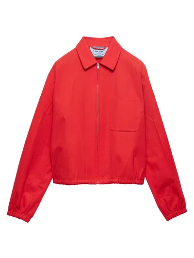 Prada Gabardine Blouson Jacket In Red
