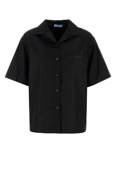 Prada Women's Gabardine Shirt In Black