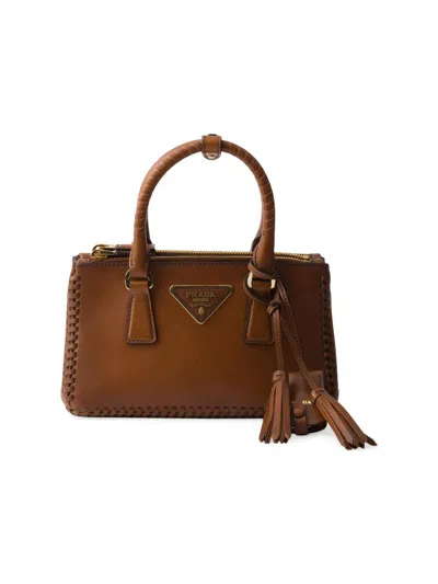 Prada Women's Galleria Mini Top Handle Leather Bag In Brown