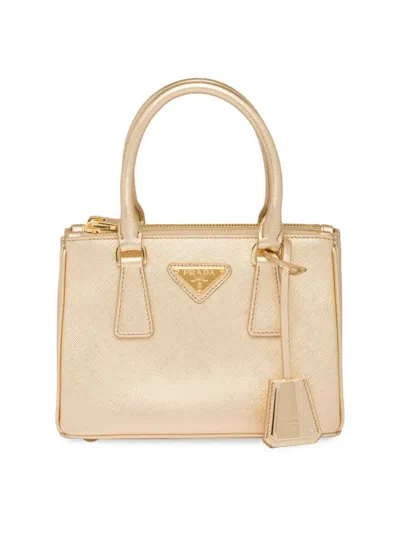 Prada Galleria Leather Mini Bag In Gold
