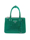 Prada Women's Galleria Satin Mini Bag With Crystals In Green