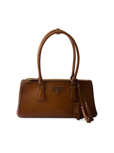 Prada Women's Galleria Top Handle Leather Bag In Brown
