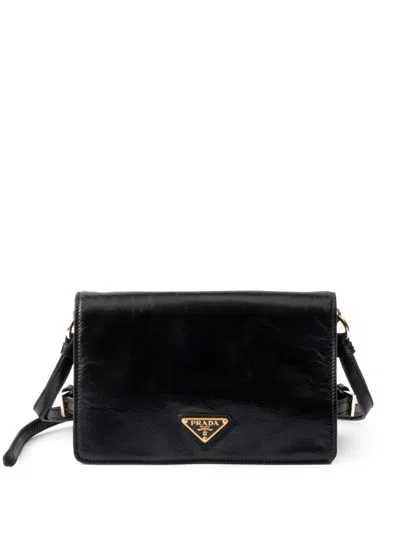 PRADA PRADA WOMEN GLOSSY LEATHER SHOULDER BAG