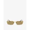 Prada Womens Gold Pra60s Rectangle-frame Metal Sunglasses In Gold