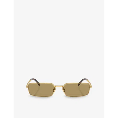 Prada Womens Gold Pra60s Rectangle-frame Metal Sunglasses