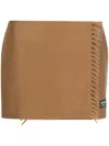 Prada Short Skirt Fringe Detail In Brown