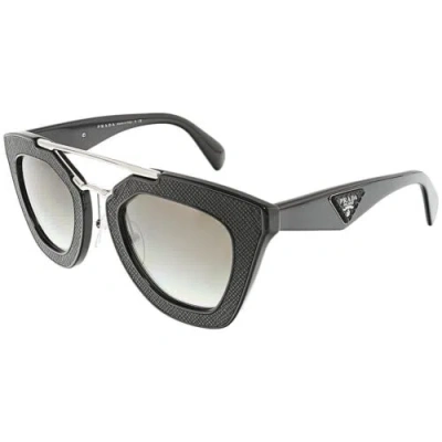 Pre-owned Prada Women's Gradient Ornate Pr14ss-1ab0a7-49 Black Geometric Sunglasses In Gray