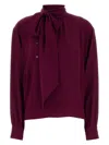 Prada Crepe Grape Blouse Bow Detail