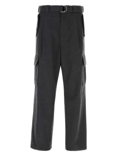 PRADA WOMEN'S GRAPHITE WOOL CARGO PANT