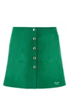 Prada Minigonna In Pelle Scamosciata Verde Prato Donna