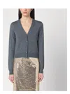 Prada Gray Cardigan In Virgin Wool In Orange