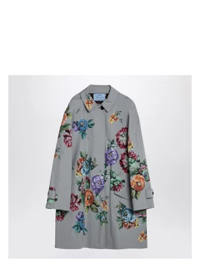 PRADA WOMEN'S GREY SINGLE-BREASTED COAT