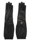 Prada Wrist Elasticated Leather Palm Gloves In Black