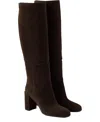 Prada 70mm Suede Block-heel Boots In Brown