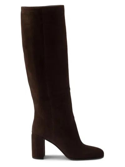 PRADA WOMEN'S HEELED SUEDE BOOTS