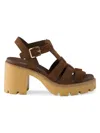 Prada High-heeled Suede Platform Sandals In Brown