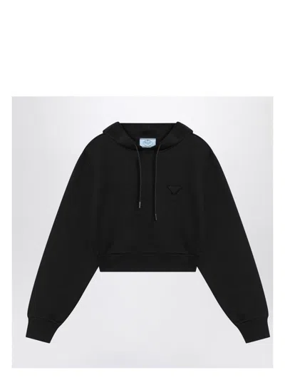 PRADA WOMEN'S HOODIE WITH TRIANGLE LOGO