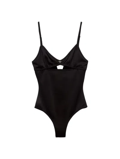Prada Women's Interlock Fabric One-piece Swimsuit In Black