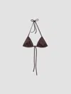Prada Interlock Fabric Triangle Bikini Top In Brown