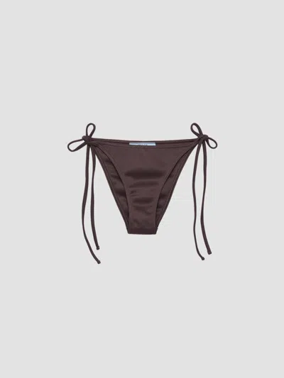 Prada Women's Interlock Knit Bikini Bottom In Brown