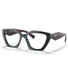 Prada Women's Irregular Eyeglasses, Pr09yv54-o In Teal Tortoise