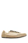 Prada Ivory Beige Lace-up Sneakers In Brown