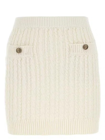 PRADA WOMEN'S IVORY COTTON BLEND MINI SKIRT