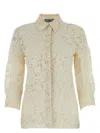 Prada Camicia In Pizzo Avorio Donna