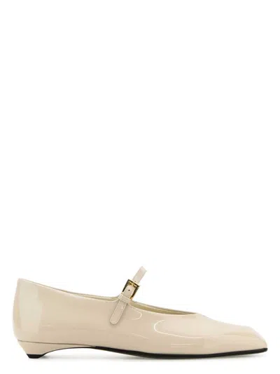 PRADA WOMEN'S IVORY LEATHER BALLERINAS