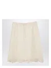 Prada Ivory Silk Skirt In White